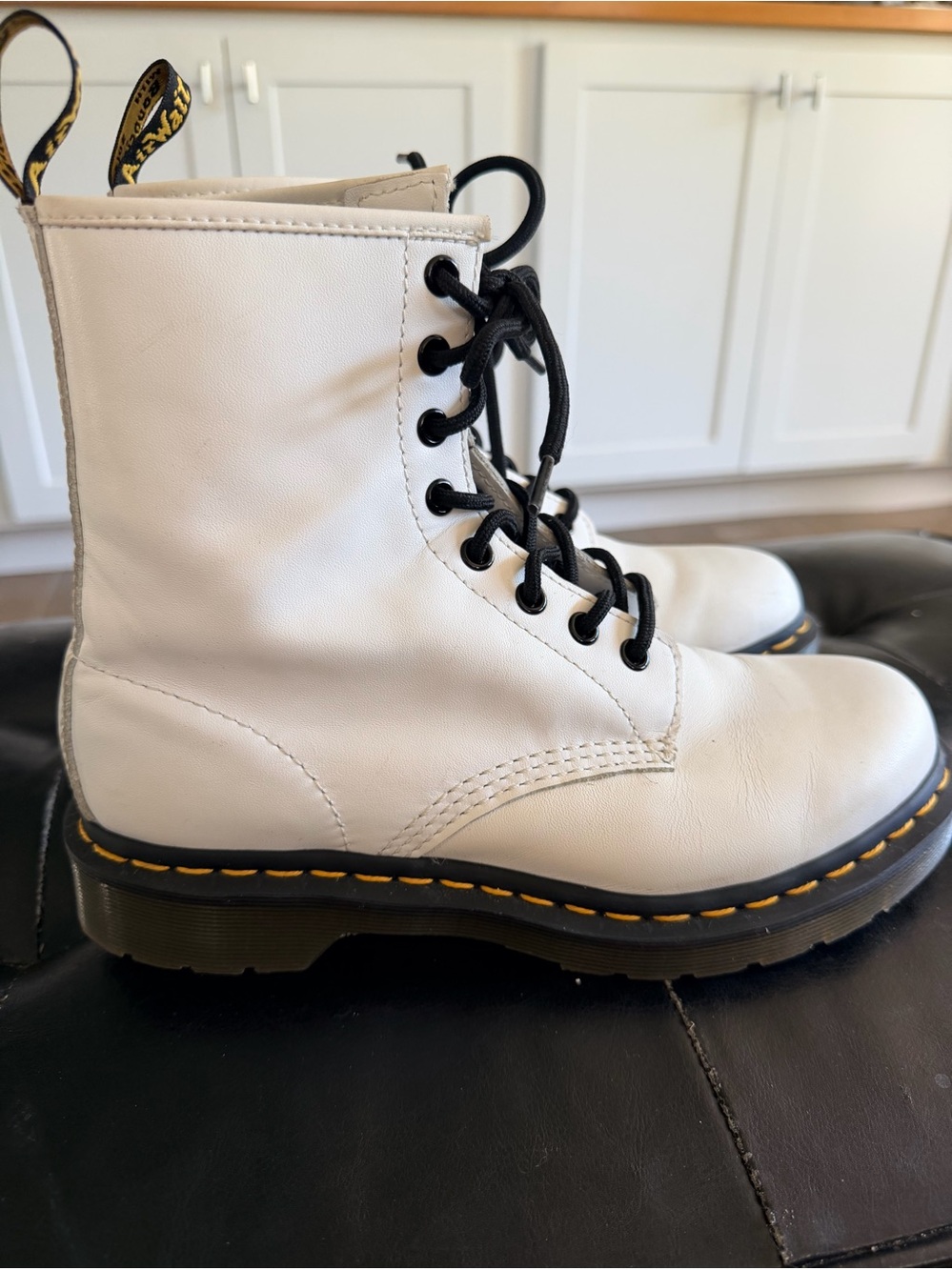 Dr. Martens Classic women’s 1460 White Leather Lace-Up Combat Boots